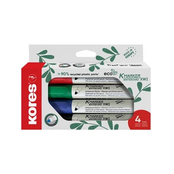 Kores Eco K-Marker tábla- és flipchart marker készlet, kúpos, 4 féle szín