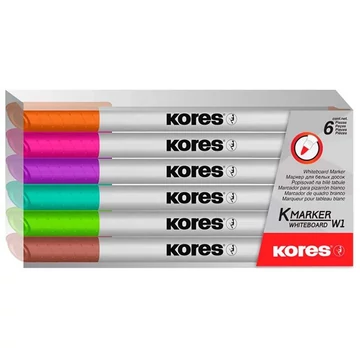 Kores W1 K-Marker tábla- és flipchart marker készlet, 1-3 mm, kúpos, 6 féle szín