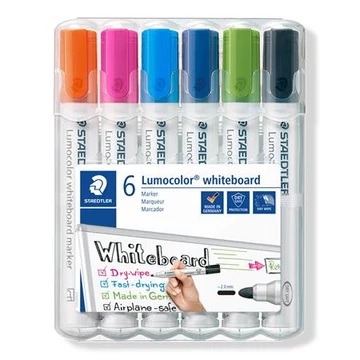 Staedtler Lumocolor 351 táblamarker készlet, 2 mm, kúpos, 6 féle szín