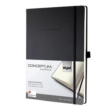 Jegyzetfüzet, exkluzív, A4, vonalas, 97 lap, keményfedeles, Sigel Conceptum, fekete