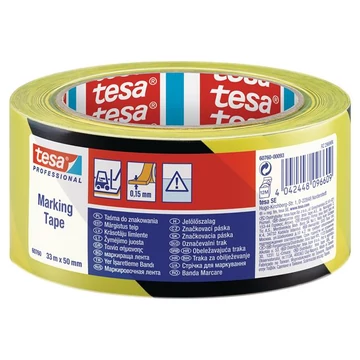 Tesa Professional jelölőszalag, 50 mm x 33 m, fekete-sárga