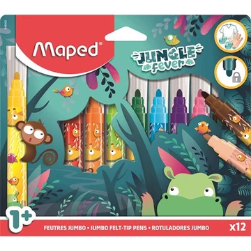Maped Jungle Fever filctoll készlet, 5 mm, kimosható, vastag, 12 féle szín