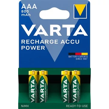 Varta Power tölthető ceruzaelem, AAA, 4x800 mAh