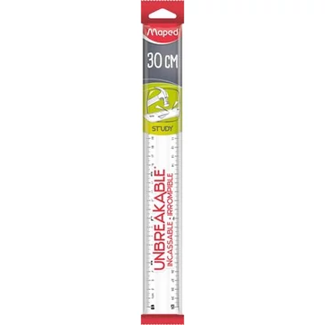 Vonalzó, műanyag, törhetetlen, 30 cm, Maped study unbreakable, átlátszó
