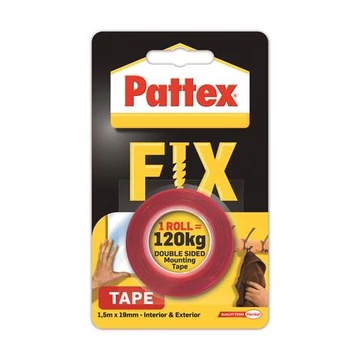 Henkel Pattex Fix 120 kg ragasztószalag, kétoldalas, 19 mm x 1,5 m, piros
