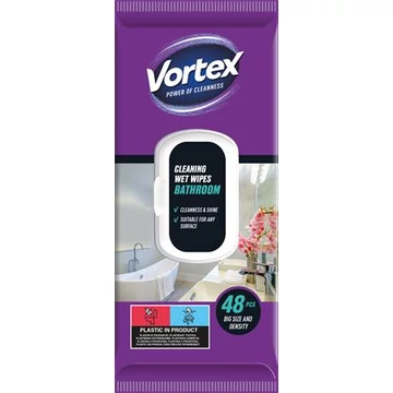 Vortex nedves törlőkendő, fürdőszobai, 48 db