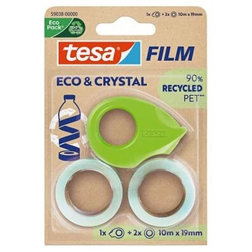 Tesa Eco & Crystal ragasztószalag adagolóval, 2 db 19 mm x 10 m