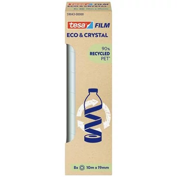 Tesa Eco & Crystal átlátszó ragasztószalag, 19 mm x 10 m, 8 db