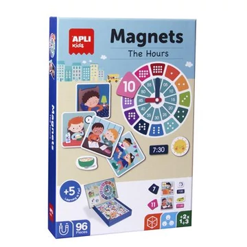 Mágneses készségfejlesztő készlet, 96 db, Apli kids magnets, az órák