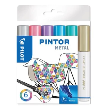 Pilot Pintor M dekormarker készlet, 1,4 mm, 6 féle metál szín