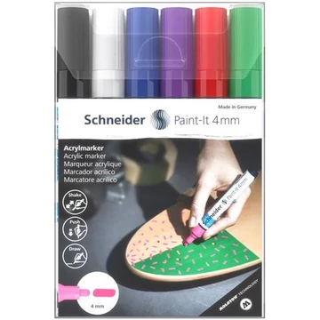 Schneider Paint-It 320 dekormarker készlet, akril, 4 mm, 6 féle szín (120295)