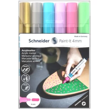 Schneider Paint-It 320 dekormarker készlet, akril, 4 mm, 6 féle szín (120296)