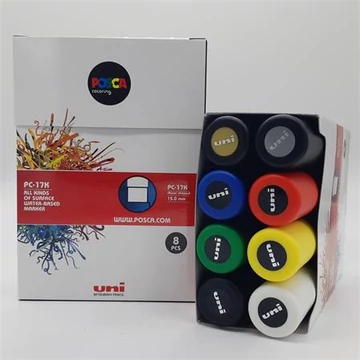 Uni Posca PC-17K dekormarker készlet, 15 mm, vágott, 8 féle szín