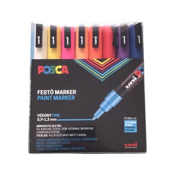 Uni Posca PC-3M dekormarker készlet, 0,9-1,3 mm, 16 féle szín
