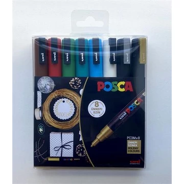Uni Posca PC-3M Holiday dekormarker készlet, 0,9-1,3 mm, 8 féle szín