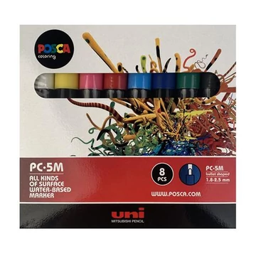 Uni Posca PC-5M dekormarker készlet, 1,8-2,5 mm, 8 különböző szín
