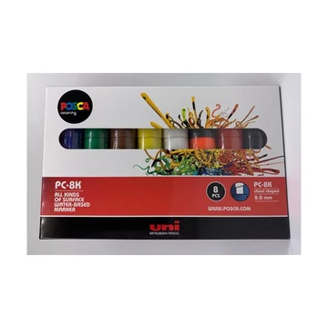 Uni Posca PC-8K dekormarker készlet, 8 mm, vágott, 8 féle szín