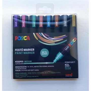 Uni Posca PC-5M dekormarker készlet, 1,8-2,5 mm, 8 különböző metál szín
