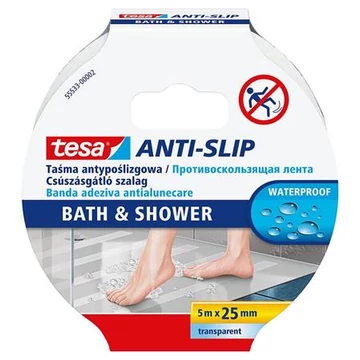 Tesa Anti Slip csúszásgátló szalag fürdőszobákba, 25 mm x 5 m, átlátszó