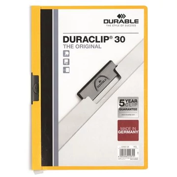 Durable Duraclip 30 gyorsfűző, klipes, A4, sárga