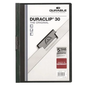 Durable Duraclip 30 gyorsfűző, klipes, A4, sötétzöld