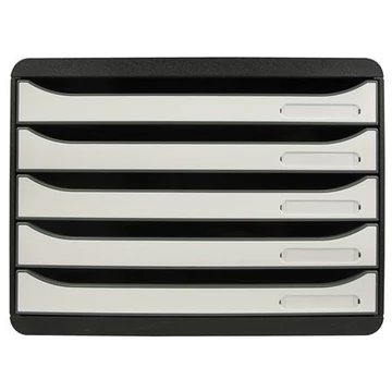 Exacompta Big-Box Glossy irattároló, műanyag, 5 fiókos, fekete-fehér