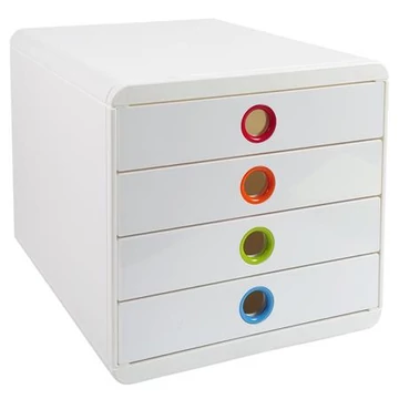 Exacompta Pop-Box irattároló, műanyag, 4 fiókos, fehér