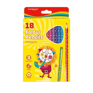 Keyroad színes ceruza készlet, háromszögletű, 18 db