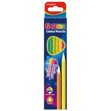 Keyroad színes ceruza készlet, neon színek, háromszögletű, 6 db