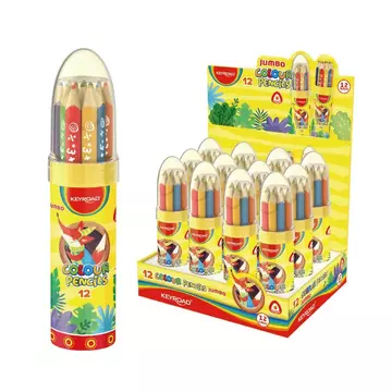 Keyroad jumbo színes ceruza készlet rakéta palackban, háromszögletű, 12 db
