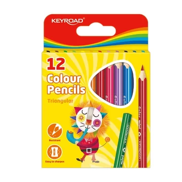 Keyroad rövid színes ceruza készlet, háromszögletű, 12 db