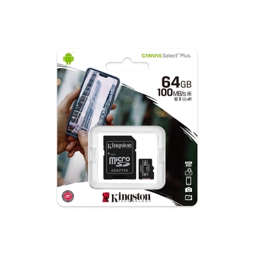 Kingston microSDXC memóriakártya adapterrel, 64 GB