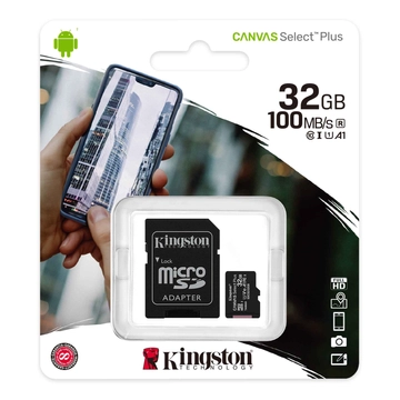 Kingston microSDXC memóriakártya adapterrel, 32 GB