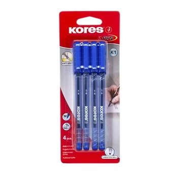 Kores &quot;K1-M&quot; kupakos golyóstoll készlet, 1,0 mm,  kék