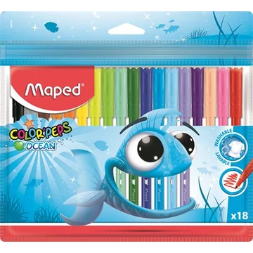 Maped Color Peps Ocean kimosható filctoll készlet, 2 mm, 18 darabos