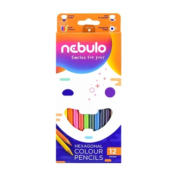 Nebulo színes ceruza készlet, hatszögletű, 12 db szín