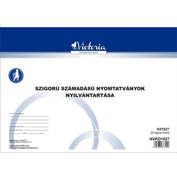 Szigorú számadású nyomtatványok nyilvántartása, A4, 25 lap