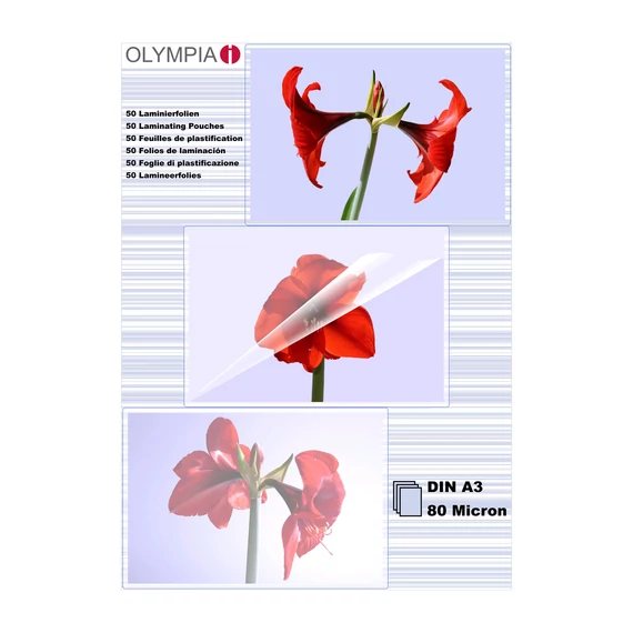 Olympia meleglamináló fólia, A3, 80 mikron, 50 db