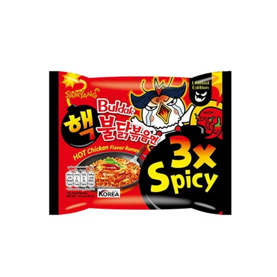 Buldak 3x Spicy csirke ízesítésű ramen tészta, extra csípős, 140 g