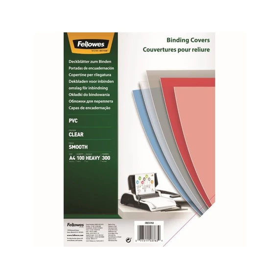 Fellowes előlap, A4, 300 mikron, víztiszta