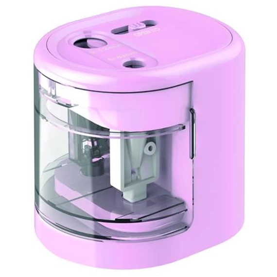 Rapesco PS12-USB asztali hegyező, kétlyukú, elemes, USB töltővel, rózsaszín