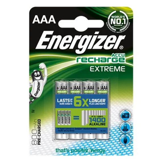 Energizer Extreme tölthető ceruzaelem, AAA, 4x800 mAh