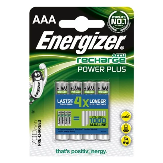 Energizer Power Plus tölthető ceruzaelem, AAA, 4x700 mAh