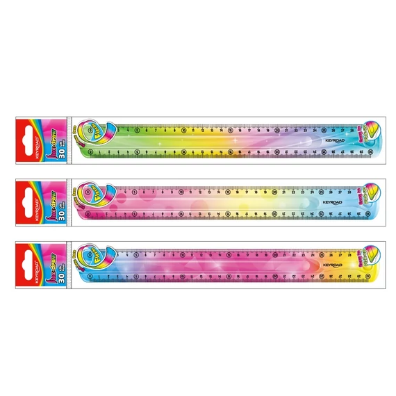 Keyroad flexibilis egyenes vonalzó, 30 cm, színátmenetes, vegyes színekben