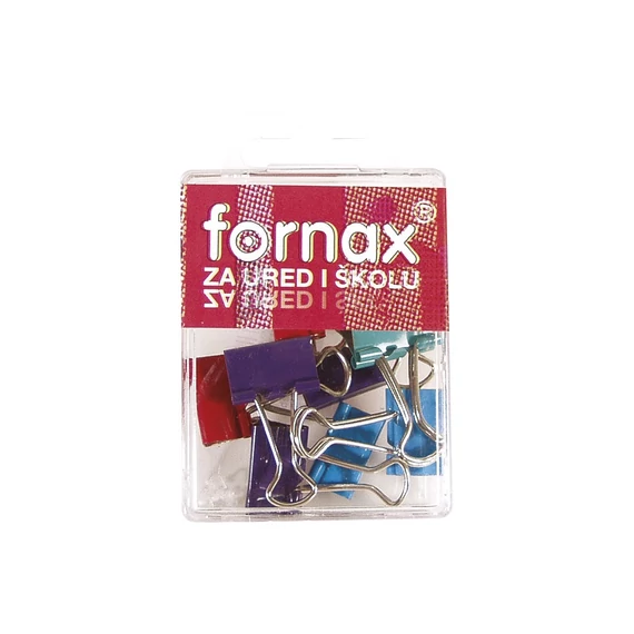 Fornax színes bindercsipesz készlet, 19 mm, 10 db