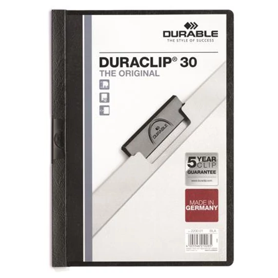 Durable Duraclip 30 gyorsfűző, klipes, A4, fekete
