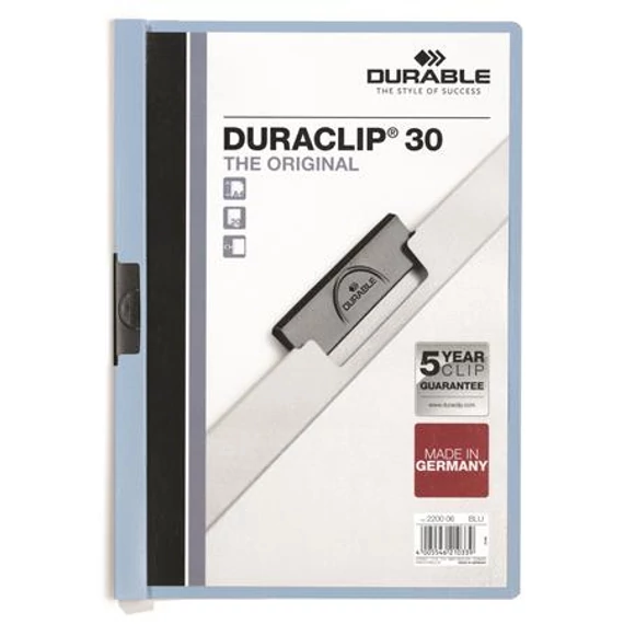 Durable Duraclip 30 gyorsfűző, klipes, A4, kék
