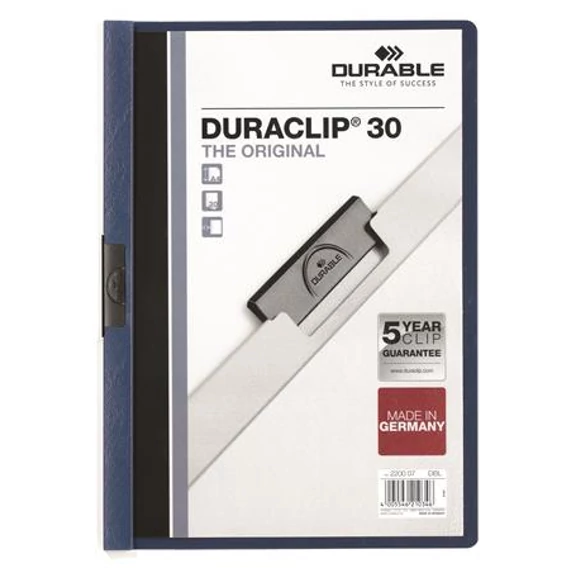 Durable Duraclip 30 gyorsfűző, klipes, A4, sötétkék