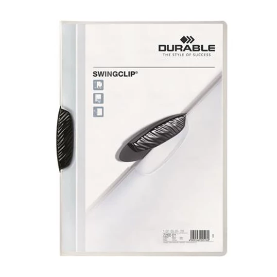 Durable Swingclip 30 gyorsfűző, klipes, A4, fekete