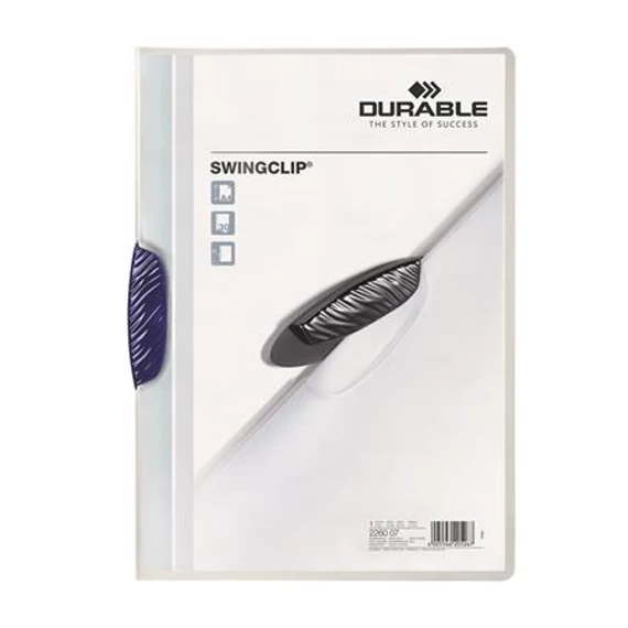 Durable Swingclip 30 gyorsfűző, klipes, A4, sötétkék